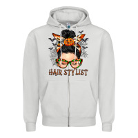 Dove Grey Hair stylist messy bun Zipper Hoodie - BarkalooDesign