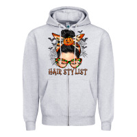 Heather Grey Hair stylist messy bun Zipper Hoodie - BarkalooDesign