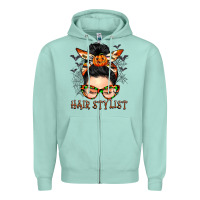 Seafoam Hair stylist messy bun Zipper Hoodie - BarkalooDesign