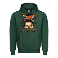 Sports Green Hair stylist messy bun Zipper Hoodie - BarkalooDesign