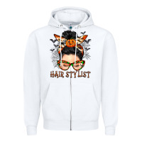White Hair stylist messy bun Zipper Hoodie - BarkalooDesign