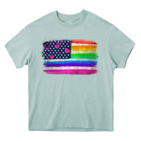 Arona american flag and lgbt flag  background Heavy Core Tee - HRA Design Shop