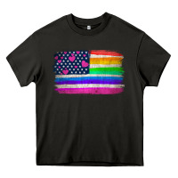 Asphalt american flag and lgbt flag  background Heavy Core Tee - HRA Design Shop