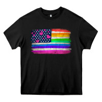 Black american flag and lgbt flag  background Heavy Core Tee - HRA Design Shop