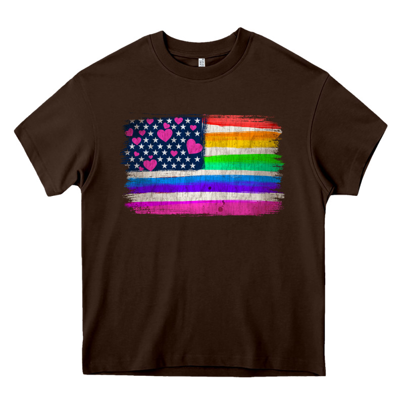 American Flag And Lgbt Flag  Background Heavy Core Tee by HRA Design Shop | Teevron