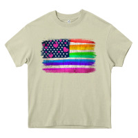 Mossy american flag and lgbt flag  background Heavy Core Tee - HRA Design Shop