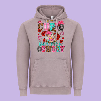 Cupid Find Me A Cowboy Vintage Hoodie Designed By Nancycooperartshop