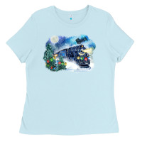 Baby Blue polar express winter Ladies Tee - FaDigitalArtStudio