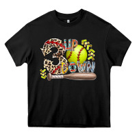 Black three up down softball Heavy Core Tee - RacoonDesign