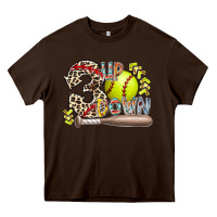 Chocolate Brown three up down softball Heavy Core Tee - RacoonDesign
