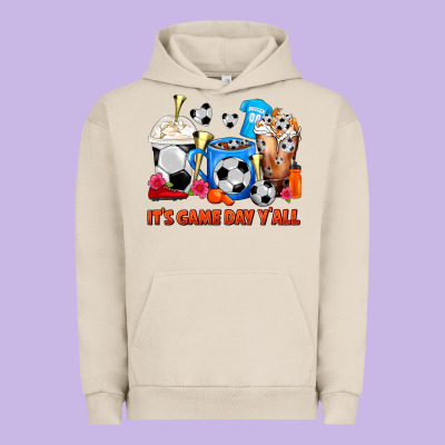 It's Game Day Y'all Soccer Coffee Cups Urban Hoodie Designed By Fadigitalartstudio