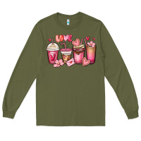 Army Green valentines day coffee cups Long Sleeve Tee - MaliasSmallBusiness
