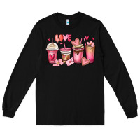 Black valentines day coffee cups Long Sleeve Tee - MaliasSmallBusiness