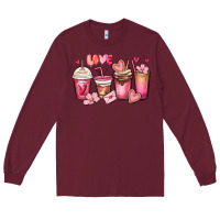 Burgundy valentines day coffee cups Long Sleeve Tee - MaliasSmallBusiness