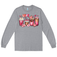 Heather Grey valentines day coffee cups Long Sleeve Tee - MaliasSmallBusiness