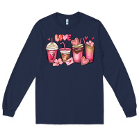 Navy valentines day coffee cups Long Sleeve Tee - MaliasSmallBusiness