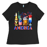 4th Of July American Drinks America Ladies Tee | Teevron