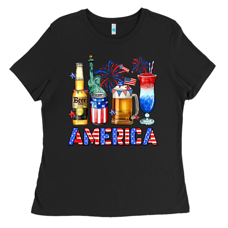 4th Of July American Drinks America Ladies Tee by Neo Western | Teevron