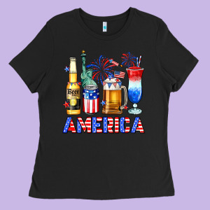 4th Of July American Drinks America Ladies Tee Designed By Neo Western