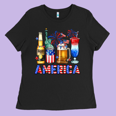 4th Of July American Drinks America Ladies Tee Designed By Neo Western