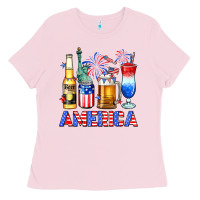 Bubblegum Pink 4th of July American drinks America Ladies Tee - Neo Western