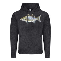 Vintage Black White Bass Fish Illustrations Vintage Hoodie - LillyAllenDesigns