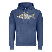 Vintage Denim White Bass Fish Illustrations Vintage Hoodie - LillyAllenDesigns