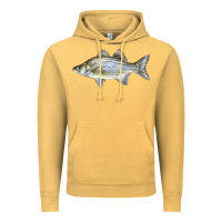 Vintage Mustard White Bass Fish Illustrations Vintage Hoodie - LillyAllenDesigns