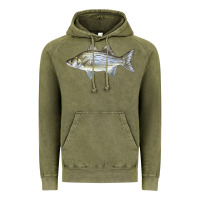 Vintage Olive White Bass Fish Illustrations Vintage Hoodie - LillyAllenDesigns
