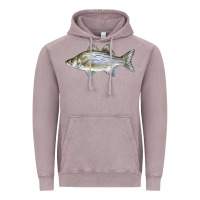 Vintage Zinc White Bass Fish Illustrations Vintage Hoodie - LillyAllenDesigns