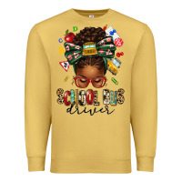 Antique Gold school bus driver afro messy bun Premium Sweatshirt - texasbilliewilder
