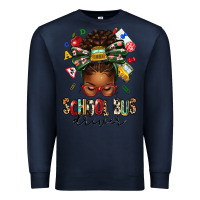 Navy school bus driver afro messy bun Premium Sweatshirt - texasbilliewilder