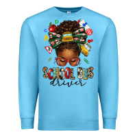 Ocean Blue school bus driver afro messy bun Premium Sweatshirt - texasbilliewilder