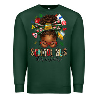 Sports Green school bus driver afro messy bun Premium Sweatshirt - texasbilliewilder