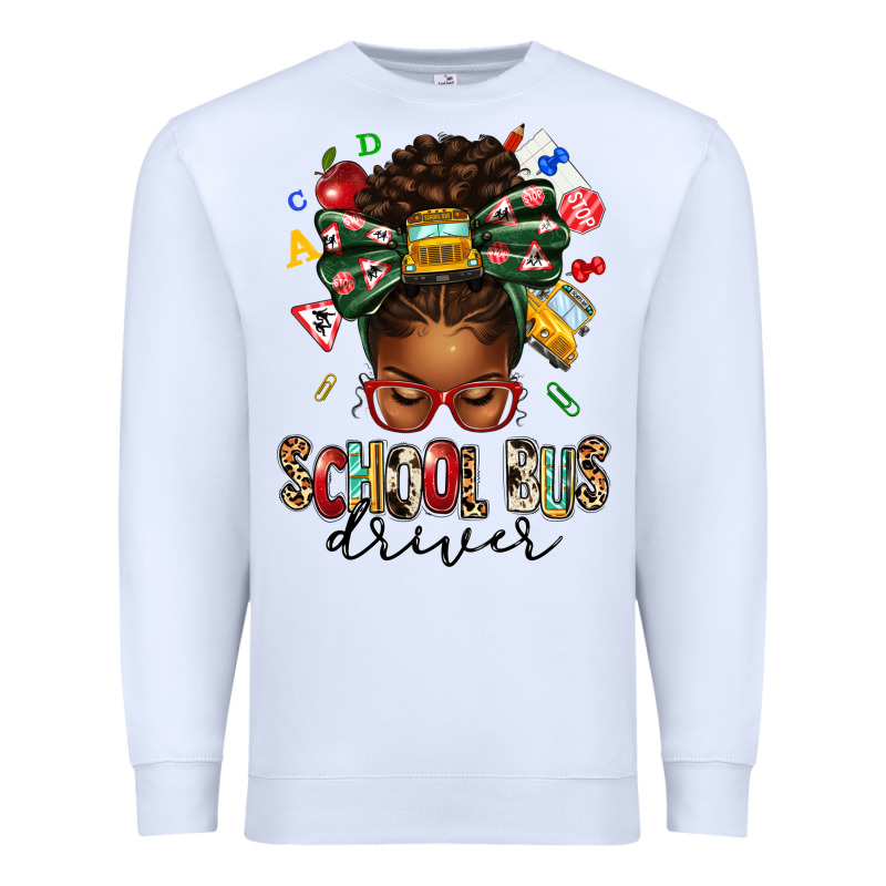 School Bus Driver Afro Messy Bun Premium Sweatshirt by texasbilliewilder | Teevron