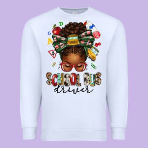 School Bus Driver Afro Messy Bun Premium Sweatshirt Designed By Texasbilliewilder