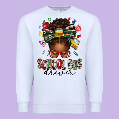 School Bus Driver Afro Messy Bun Premium Sweatshirt Designed By Texasbilliewilder