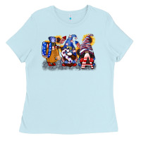 Baby Blue USA 4th of July gnomes  4th of july Ladies Tee - CowGirlArtShop