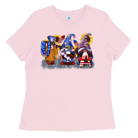 Bubblegum Pink USA 4th of July gnomes  4th of july Ladies Tee - CowGirlArtShop
