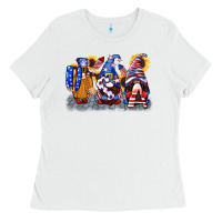 White USA 4th of July gnomes  4th of july Ladies Tee - CowGirlArtShop