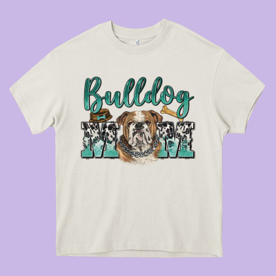 Bulldog Mom Heavy Core Tee Designed By Barkaloodesign