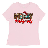 Bubblegum Pink merry christmas Ladies Tee - CowhideDigitalArt