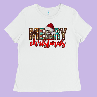 Merry Christmas Ladies Tee Designed By Cowhidedigitalart