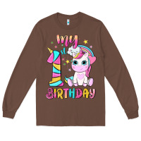 Chestnut my 1 st birthday with little cute unicorn Long Sleeve Tee - NancyCooperArtShop