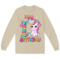 Mushroom my 1 st birthday with little cute unicorn Long Sleeve Tee - NancyCooperArtShop