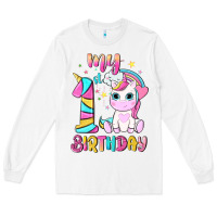 White my 1 st birthday with little cute unicorn Long Sleeve Tee - NancyCooperArtShop