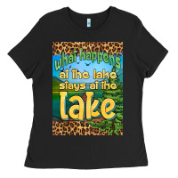 Black what happens at the lake stays at the lake air freshener Ladies Tee - HRA Design Shop