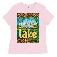 Bubblegum Pink what happens at the lake stays at the lake air freshener Ladies Tee - HRA Design Shop