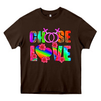 Chocolate Brown choose love (lesbian) Heavy Core Tee - HRA Design Shop