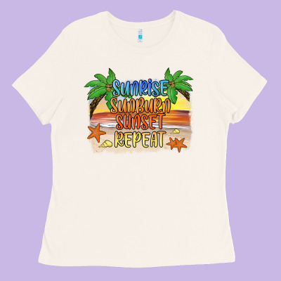 Sunrise Sunburn Sunset Repeat2 Ladies Tee Designed By Jahusdesignshop
